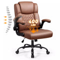 Waleaf Leather Office Chair,Wide Seat Small Computer Desk Chair Ergonomic Mid-Back Executive Chair with Back Support for Short People