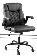 Waleaf Leather Office Chair,Wide Seat Small Computer Desk Chair Ergonomic Mid-Back Executive Chair with Back Support for Short People
