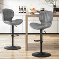 Waleaf Modern Adjustable Bar Stools,Leather Upholstered Swivel Counter Stools