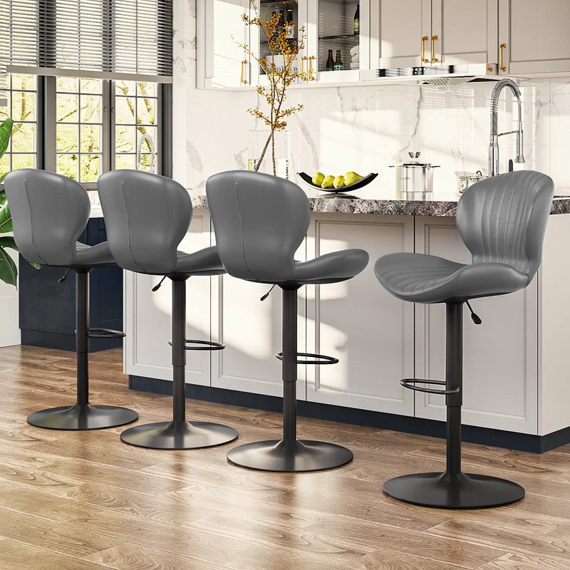 Waleaf Modern Adjustable Bar Stools,Leather Upholstered Swivel Counter Stools