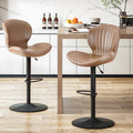 Waleaf Modern Adjustable Bar Stools,Leather Upholstered Swivel Counter Stools