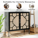WALEAF Rattan Cabinet Sideboard Buffet Cabinet, Black Rattan Storage Cabient
