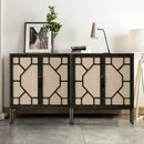 WALEAF Rattan Cabinet Sideboard Buffet Cabinet, Black Rattan Storage Cabient