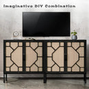 WALEAF Rattan Cabinet Sideboard Buffet Cabinet, Black Rattan Storage Cabient