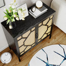 WALEAF Rattan Cabinet Sideboard Buffet Cabinet, Black Rattan Storage Cabient