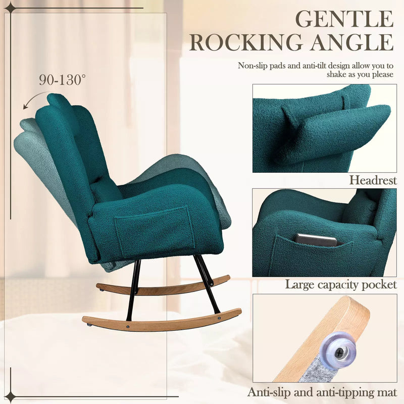 Rocking Roking Interments Rocking Waleaf Rocking Chair Nursery Rocker Teddy Upholstered Rocking Chair In