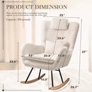Waleaf Rocking Chair Nursery Rocker Teddy Upholstered Rocking Chair Indoor
