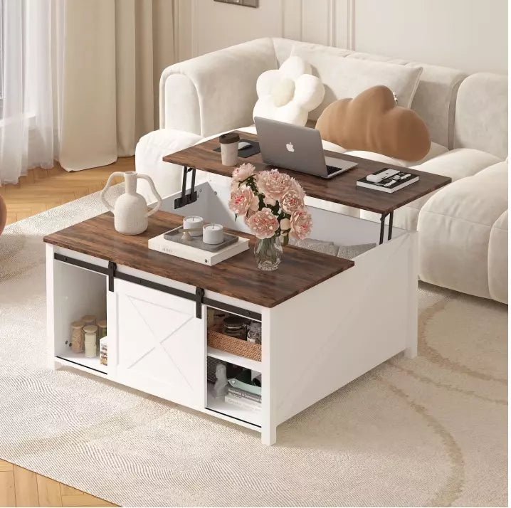 Waleaf Wooden Coffee Table, Lift Top Coffee Table with Large Hidden Storage Shelf for Living Room