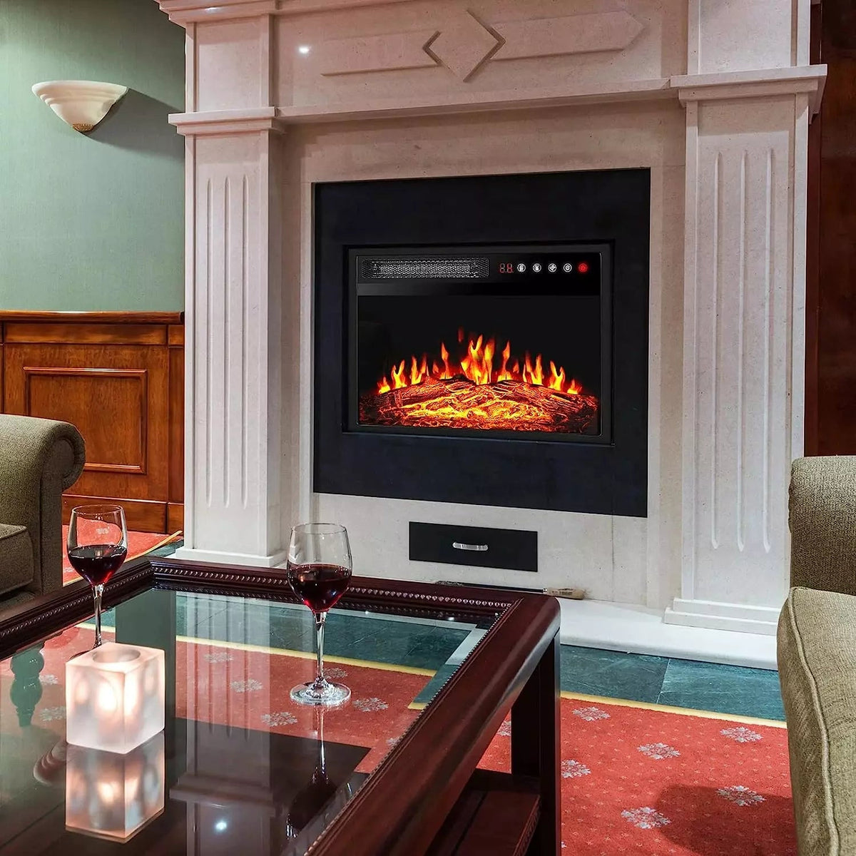 BOSSIN 18 Inch Electric Fireplace Insert with Touch Screen&Remote Cont