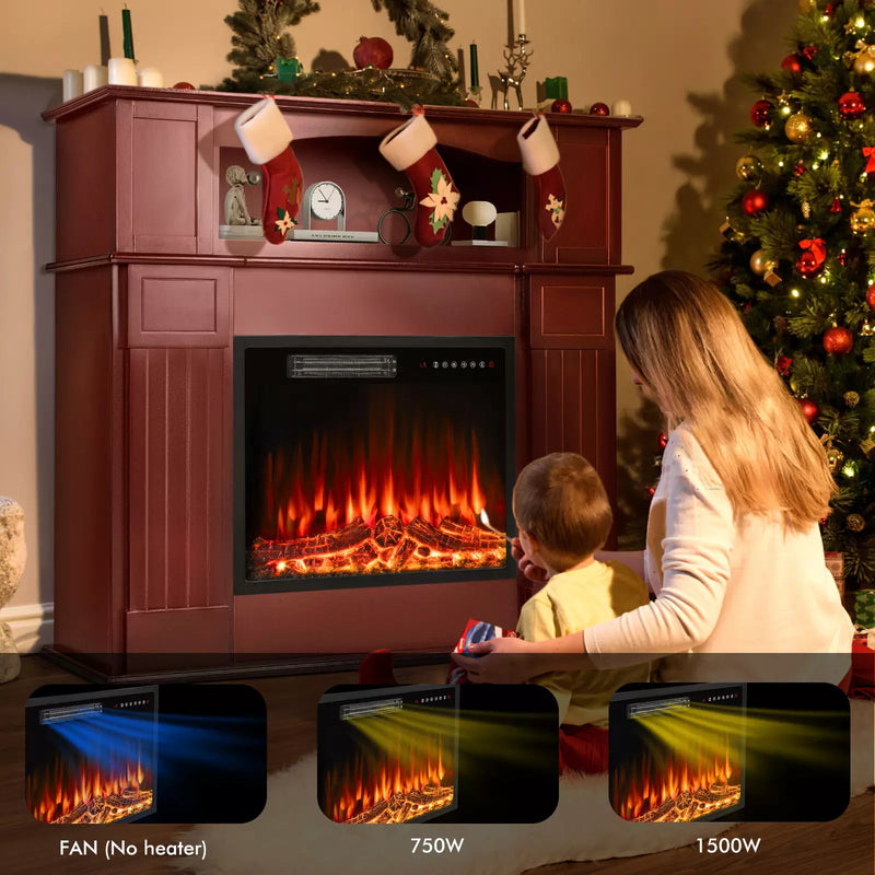 BOSSIN 43" Electric Fireplace with Mantel, 23 inch Electric Fireplace Insert