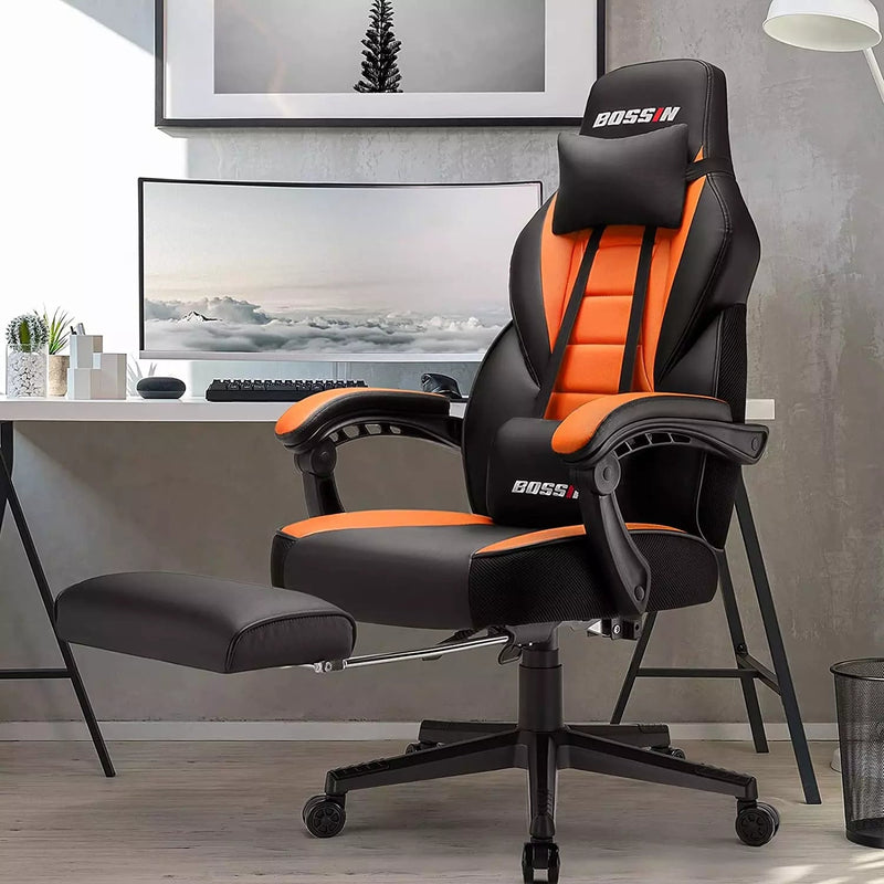 BOSSIN Heavy Duty PC Gaming Chair with Footrest, Design for Big Guy BGC01 Vitesse Home