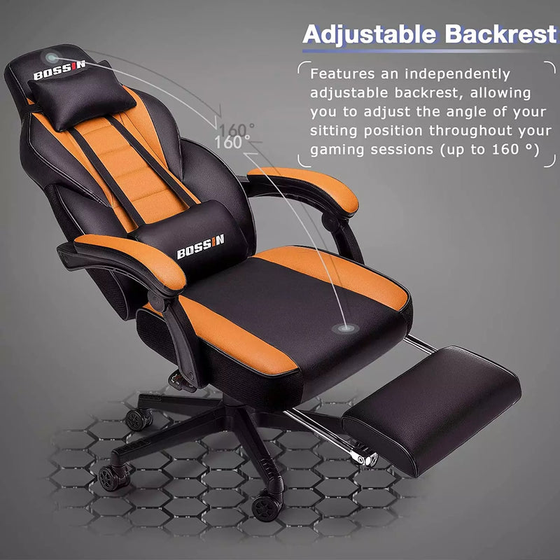 BOSSIN Heavy Duty PC Gaming Chair with Footrest, Design for Big Guy BGC01 Vitesse Home