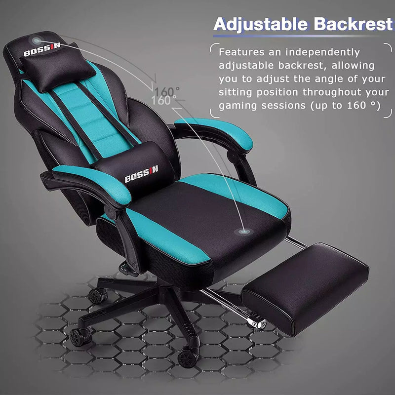 BOSSIN Big and Tall Heavy Duty PC Gaming Chair, Design for Big Guy Tiffany Blue by VitesseHome