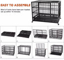 LEMBERI 48/38 inch Heavy Duty Indestructible Metal Dog Crate DC01