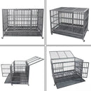 LEMBERI 48/38 inch Heavy Duty Indestructible Metal Dog Crate DC01