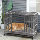 LEMBERI 48/38 inch Heavy Duty Indestructible Metal Dog Crate DC01