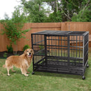 LEMBERI 48/38 inch Heavy Duty Indestructible Metal Dog Crate DC01