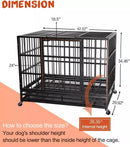 LEMBERI 48/38 inch Heavy Duty Indestructible Metal Dog Crate DC01
