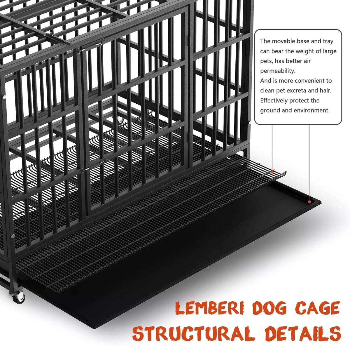 Vitesse Heavy Duty Indestructible High Anxiety Dog Crate Cage for Outdoor and Indoor with Removable Tray