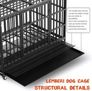LEMBERI 48/38 inch Heavy Duty Indestructible Metal Dog Crate DC01