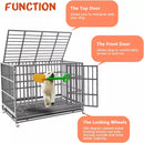 LEMBERI 48/38 inch Heavy Duty Indestructible Metal Dog Crate DC01