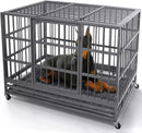 LEMBERI 48/38 inch Heavy Duty Indestructible Metal Dog Crate DC01