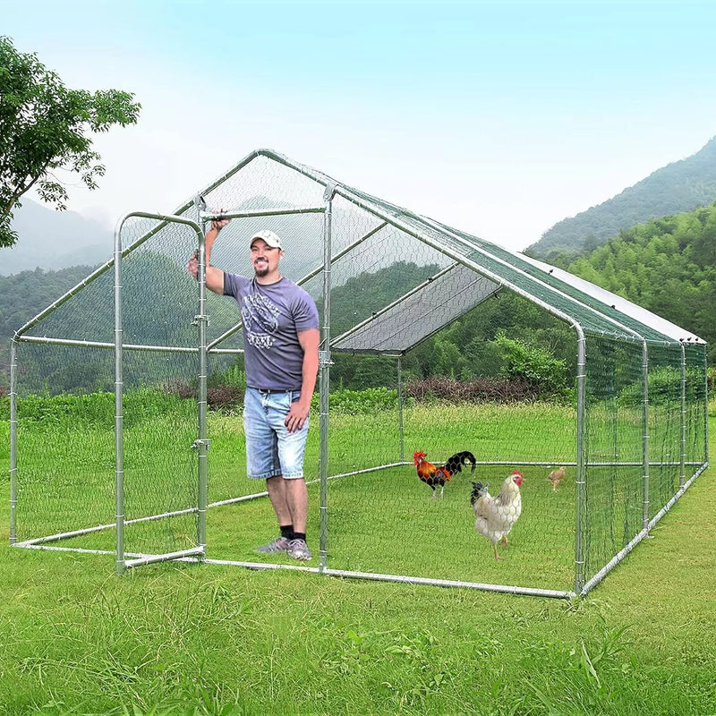 LEMBERI Large Metal Chicken Coop with Waterproof and Anti-UV Cover CC01