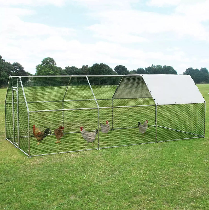 LEMBERI Large Metal Chicken Coop with Waterproof and Anti-UV Cover CC02