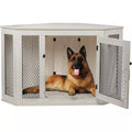 OFIKA Corner Dog Crate Furniture with Metal Mesh DH02