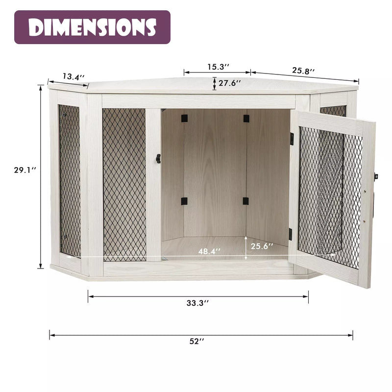 OFIKA Corner Dog Crate Furniture with Metal Mesh DH02 Vitesse Home