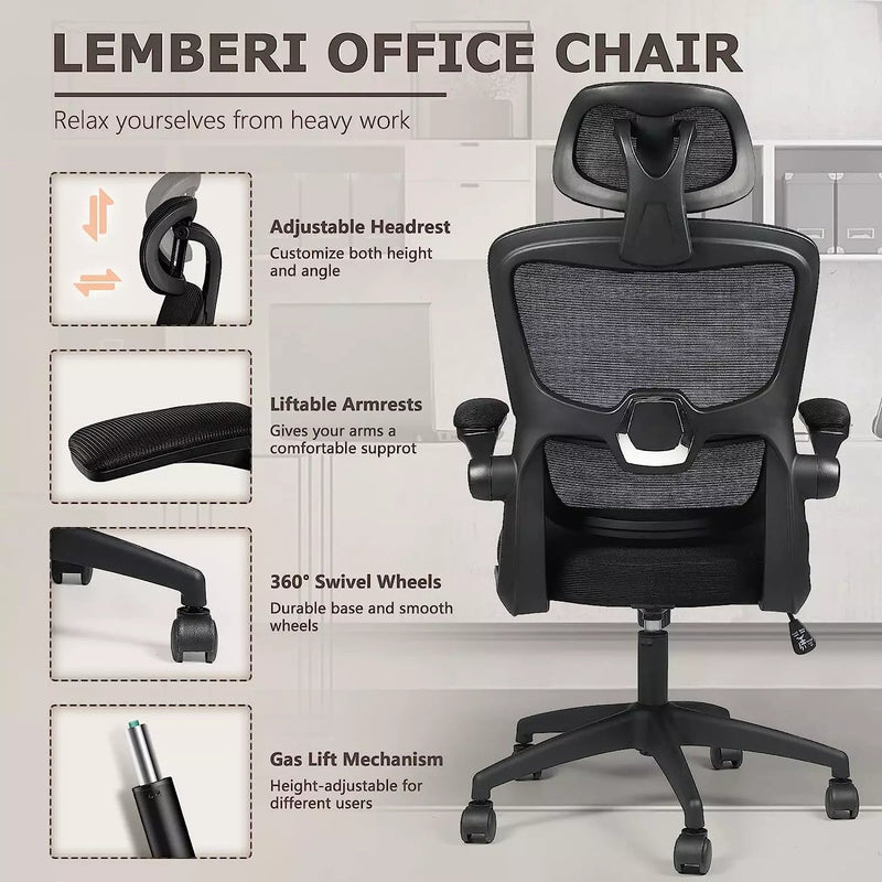 Ofika OFIKA Ergonomic Office Chair, High Back Mesh Desk Chair with Adjustabl