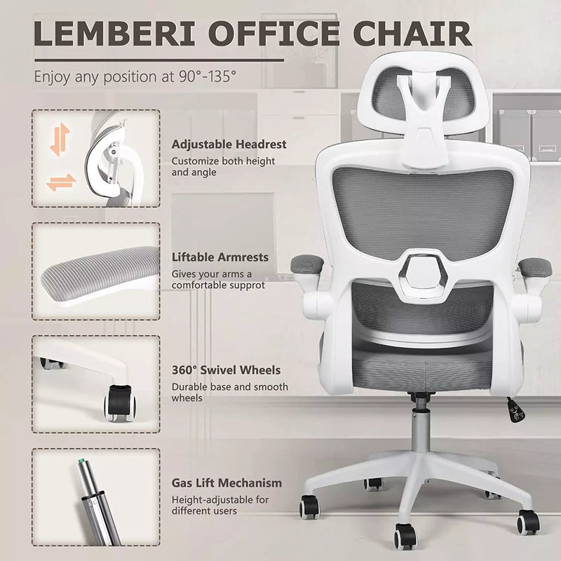 Ofika OFIKA Ergonomic Office Chair, High Back Mesh Desk Chair with Adjustabl