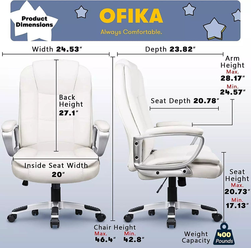 OFIKA Home Office Chair with Spring Cushion,400LBS High Back Executive  Office Chair