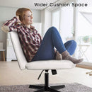 PUKAMI Armless Desk Chair No Wheels with Ottoman&Lumbar Support