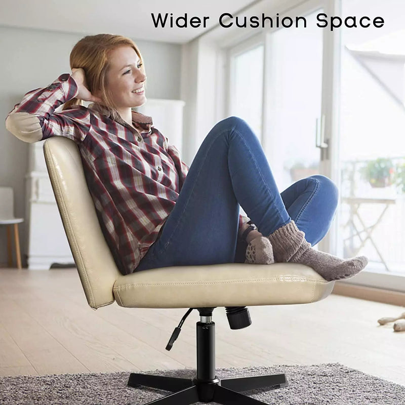PUKAMI Armless Desk Chair with Ottoman Lumbar Support