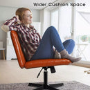 PUKAMI Armless Desk Chair No Wheels with Ottoman&Lumbar Support