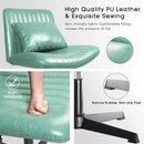 PUKAMI Armless Desk Chair No Wheels with Ottoman&Lumbar Support