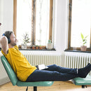 PUKAMI Armless Desk Chair No Wheels with Ottoman&Lumbar Support