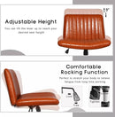 PUKAMI Armless Desk Chair No Wheels with Ottoman&Lumbar Support