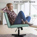 PUKAMI Armless Desk Chair No Wheels with Ottoman&Lumbar Support