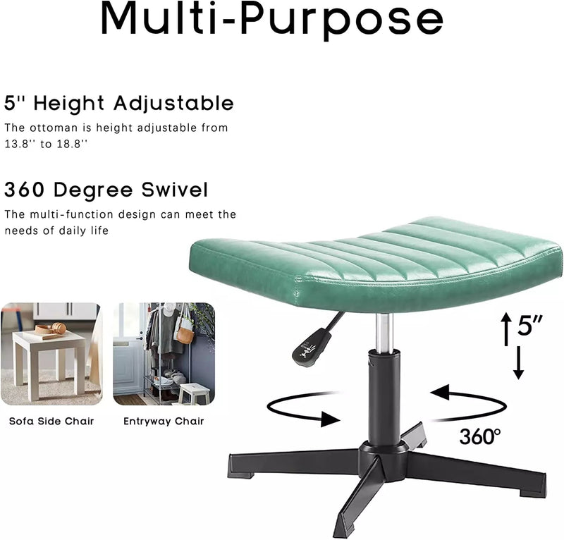 PUKAMI Armless Desk Chair with Ottoman&Lumbar Support