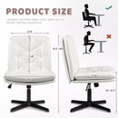 PUKAMI Armless Home Office Desk Chair No Wheels, PU Leather Upholstered Mid-Back Vanity Task Chair Vitesse Home