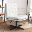 PUKAMI Armless Home Office Desk Chair No Wheels, PU Leather Upholstered Mid-Back Vanity Task Chair Vitesse Home