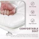 PUKAMI Armless Home Office Desk Chair No Wheels, PU Leather Upholstered Mid-Back Vanity Task Chair Vitesse Home