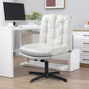 PUKAMI Armless Home Office Desk Chair No Wheels, PU Leather Upholstered Mid-Back Vanity Task Chair Vitesse Home