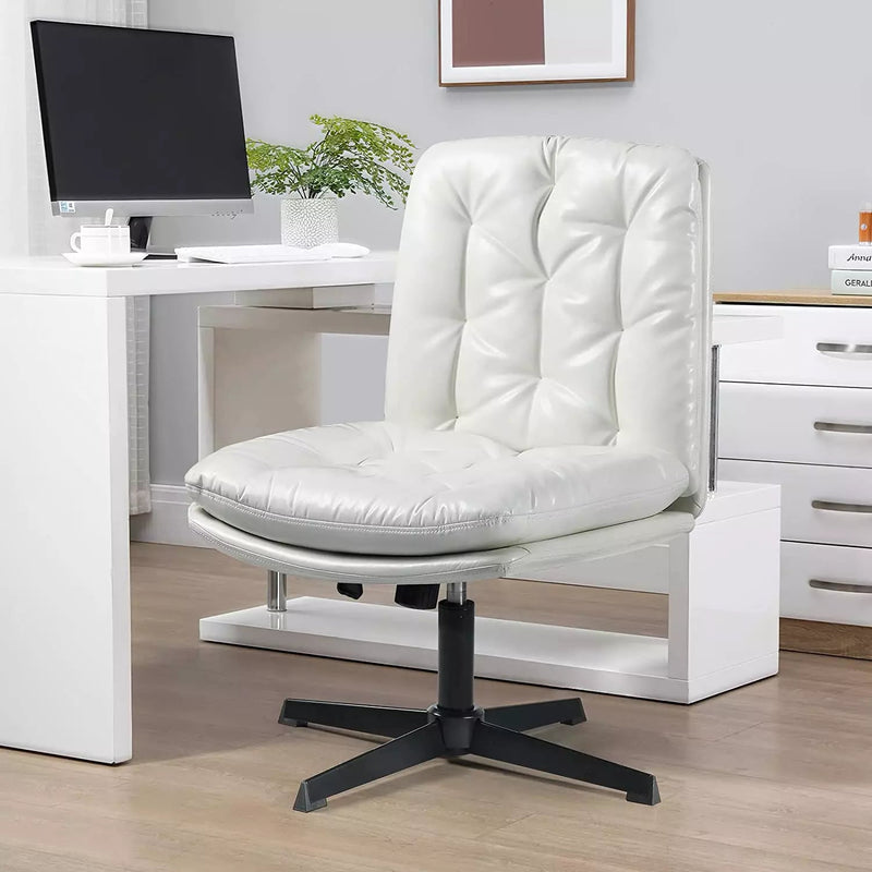PUKAMI Armless Office Desk Chair, PU Leather Mid-Back Task Chair