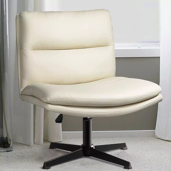 Bossin Office Chair Desk Chair Armless No Wheels, PU Leather Criss