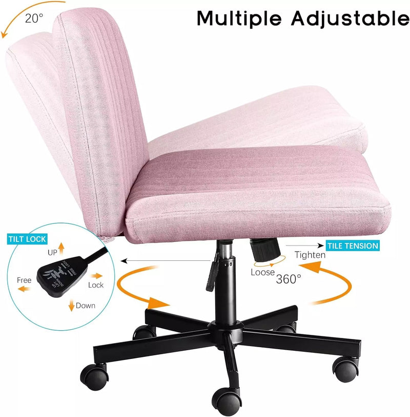 PUKAMI Armless Office Desk Chair with Wheels
