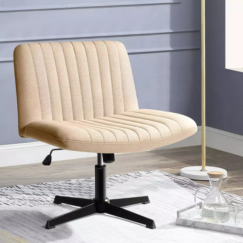 PUKAMI Armless Swivel Office Chair Wide Seat Vanity Chair
