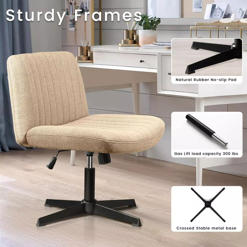 PUKAMI Armless Swivel Office Chair, Height Adjustable Wide Seat Vanity Chair OF06 Vitesse Home